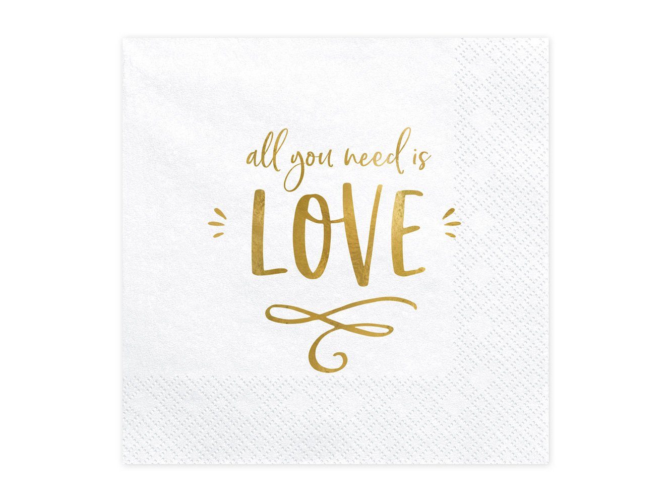 partydeco Papierserviette, Салфетки 33x33cm mit Aufdruck Love 20 Stück weiß / gold