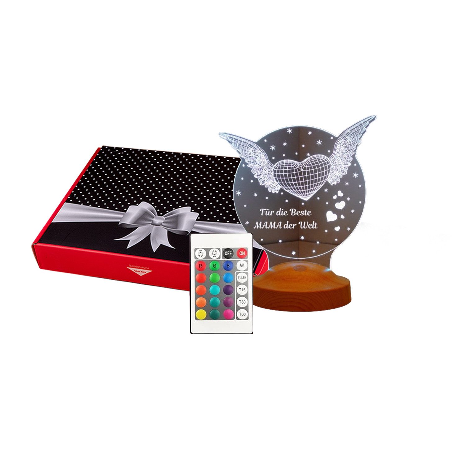 Geschenkelampe LED Nachttischlampe Fliegendes Herz 3D mehrfarbiges Nachtlic günstig online kaufen