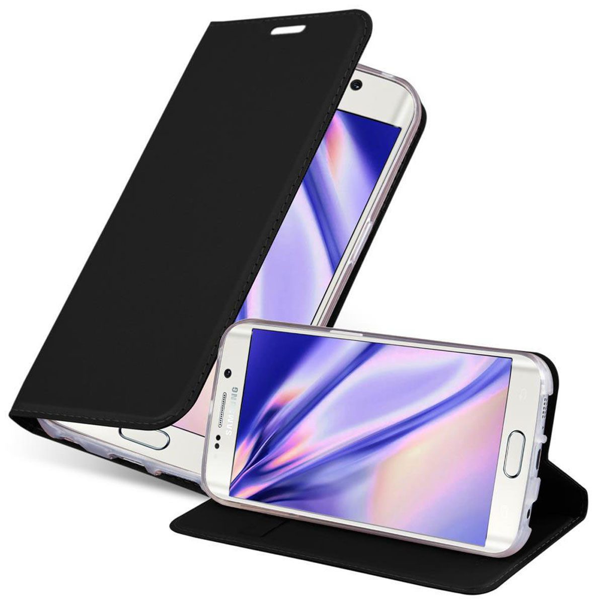 Cadorabo Handyhülle für Samsung Galaxy S6 EDGE Hülle Samsung Galaxy S6 EDGE, Schutzhülle Hülle mit Standfunktion, Magnetverschluss und Kartenfach