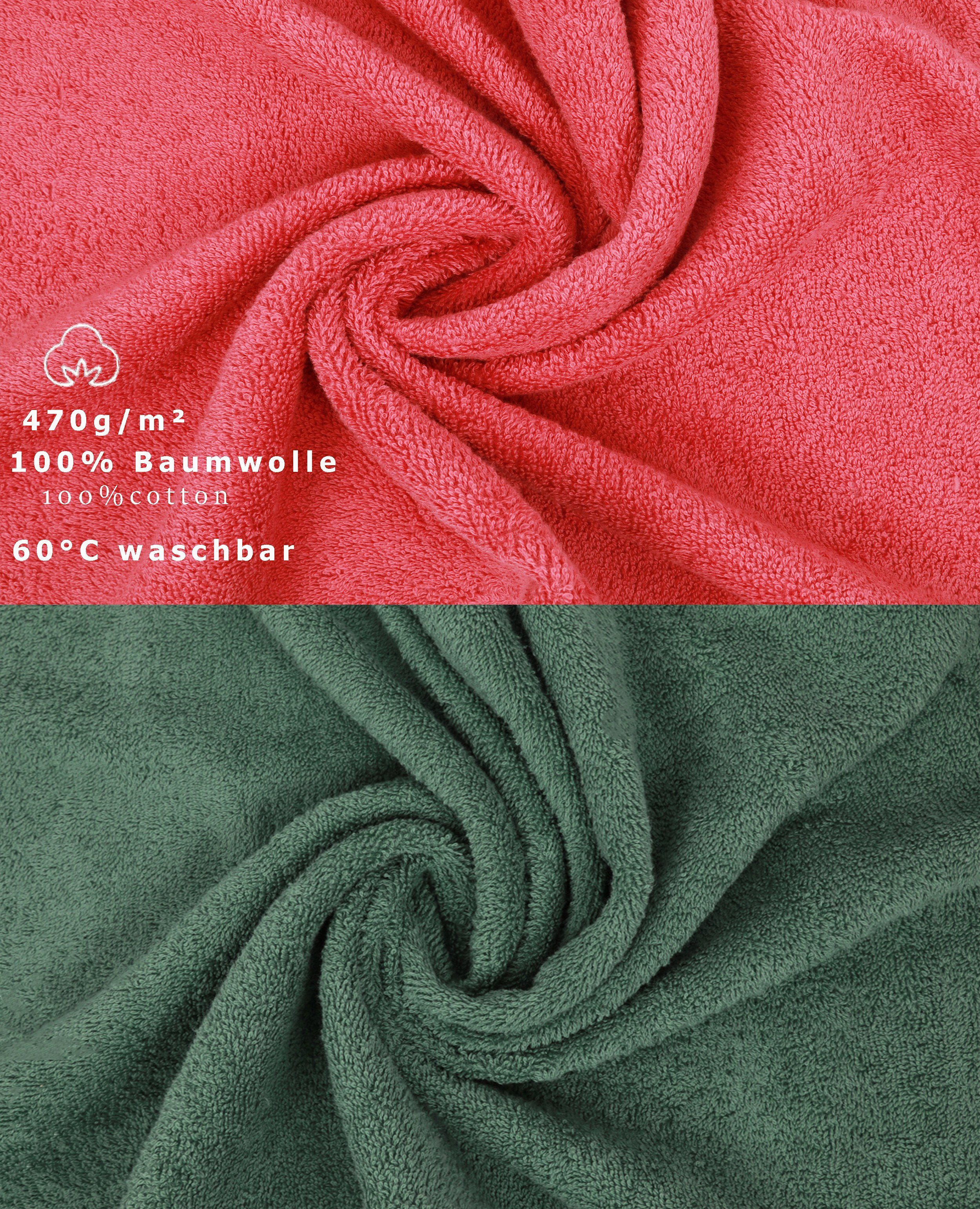 (12-tlg) Himbeere/tannengrün, Set Premium Baumwolle, 12-TLG. Betz Set Handtuch Handtuch