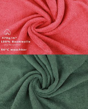 Betz Handtuch Set 12-TLG. Handtuch Set Premium Himbeere/tannengrün, Baumwolle, (12-tlg)