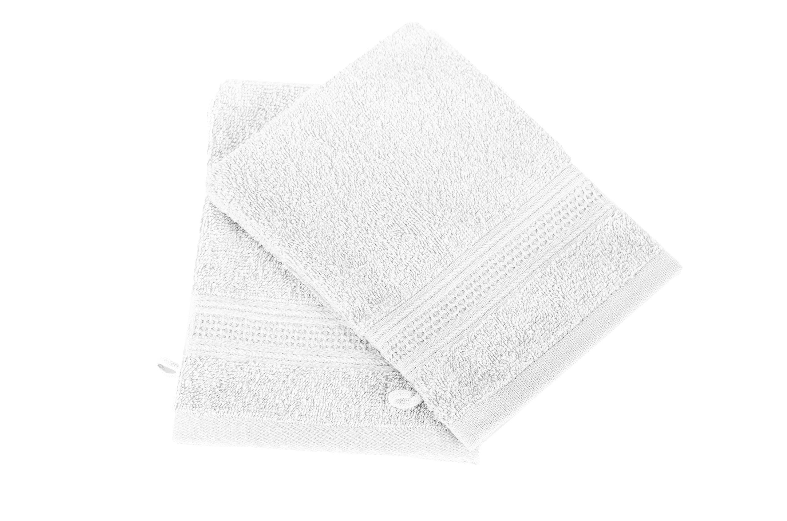 Komfortec Seiftuch Waschhandschuhe Set aus 100% Baumwolle (Packung, 2-tlg., 16x21 cm), Weich, Leich, Frottee, Schnelltrocknend Weiß