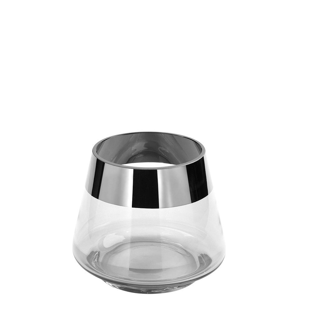 Kerzenständer FINK Teelichthalter Jona - silber-transparent - H. 9cm x B. 11cm x D. 11cm