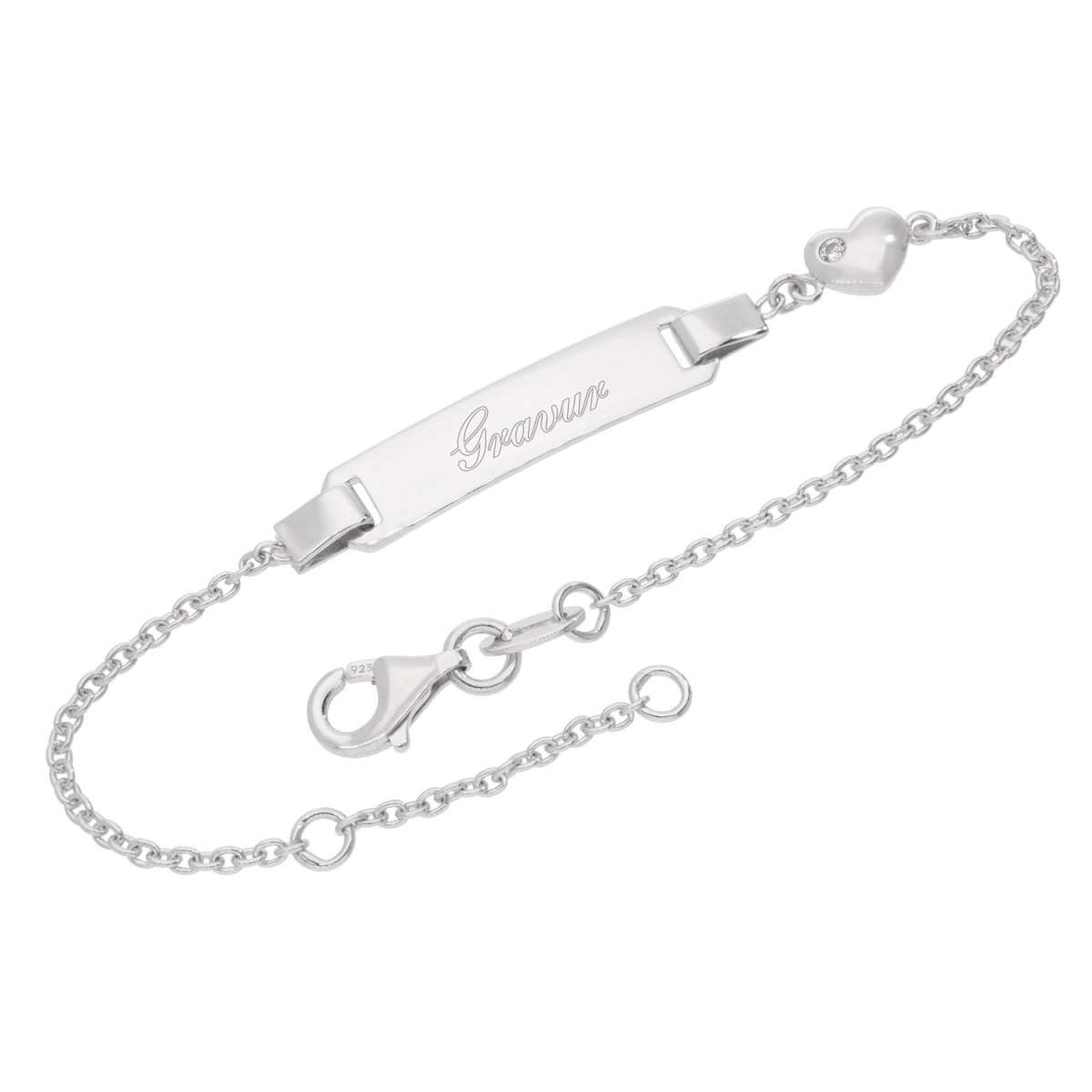 trendor Herzanhänger 21628, Gravur-Armband für Kinder mit Herz Silber Namensband 16/14 cm