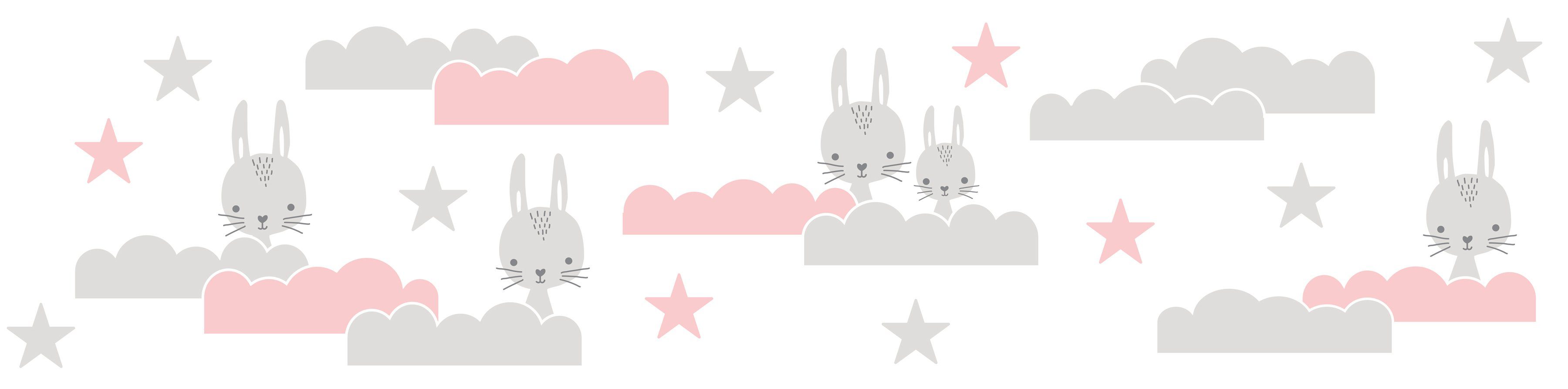 A.S. Création Bordüre Dreamy Bunny, glatt, Motiv, abstrakt, naturalistisch, Kindertapete Tapete für Baby und Kinder Borte Flur Design Wandtapete