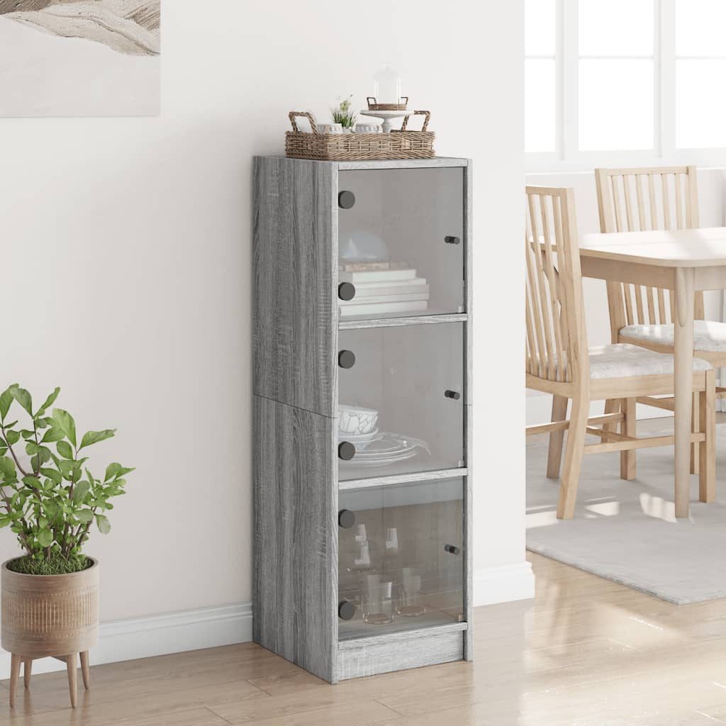 vidaXL Highboard Highboard mit Glastüren Grau günstig online kaufen