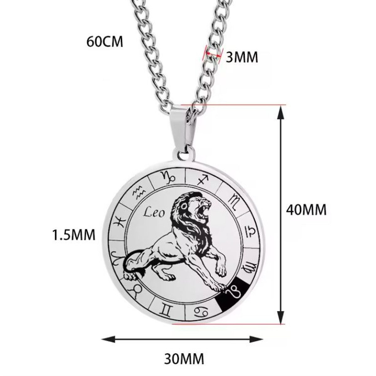 KARMA Kette mit Anhänger Halskette Edelstahl Sternzeichen Anhänger Silber modern (wasserfest - antiallergisch, Astrologie Kette Damen Herren Sternzeichenkette Silberfarben), Unisex Damenhalskette Herrenhalskette Edelstahlkette