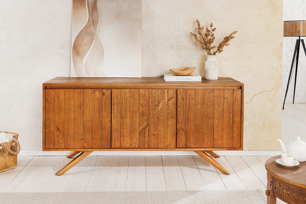 riess-ambiente Sideboard FINCA 150cm vintage braun - Pinien-Massivholz, Stauraum, rechteckig (Einzelartikel, 1 St), Kommode aus recyceltem Holz - ideal für Schlaf-, Gäste- und Wohnzimmer