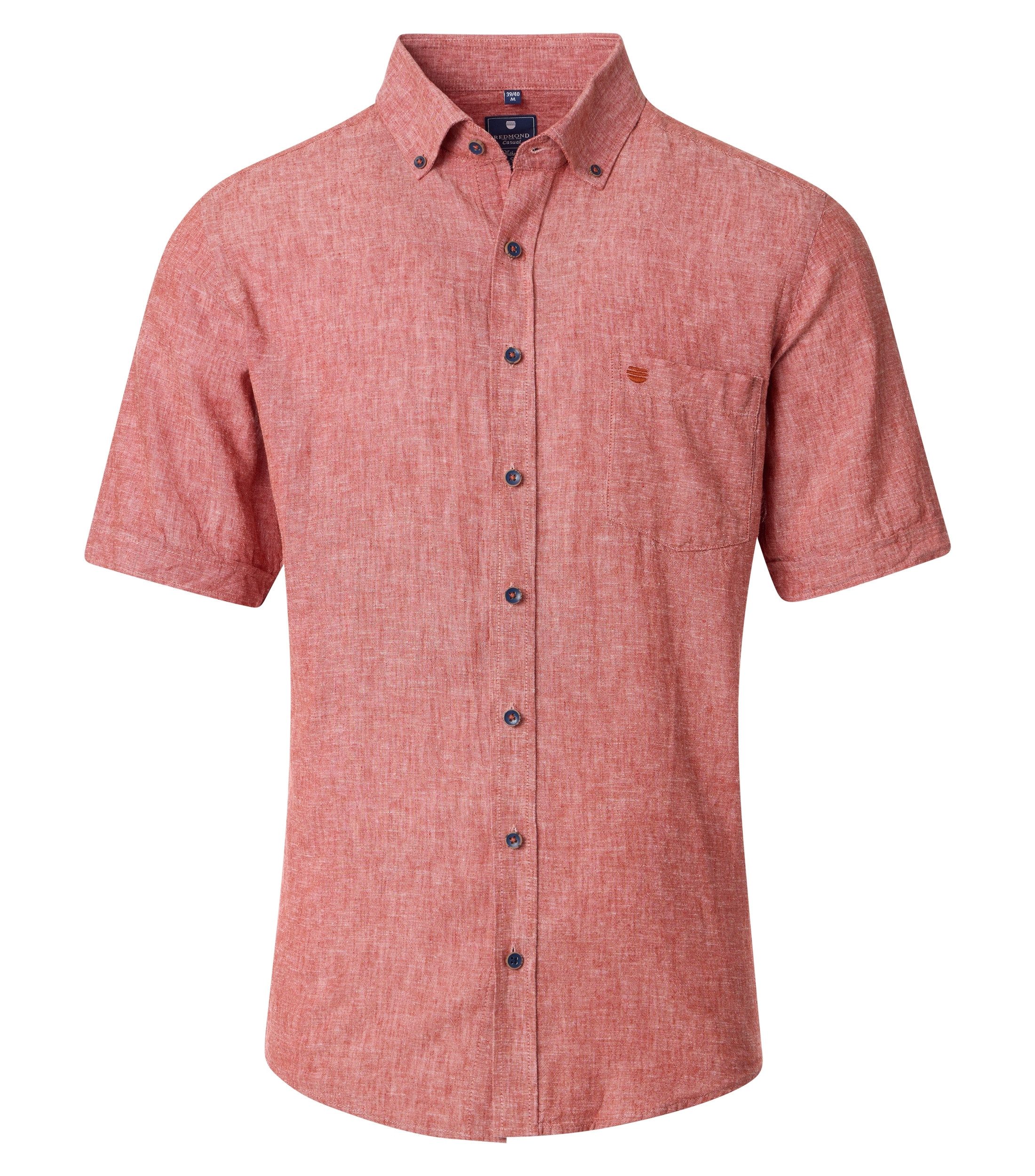 Redmond Kurzarmhemd uni Casual Fit günstig online kaufen