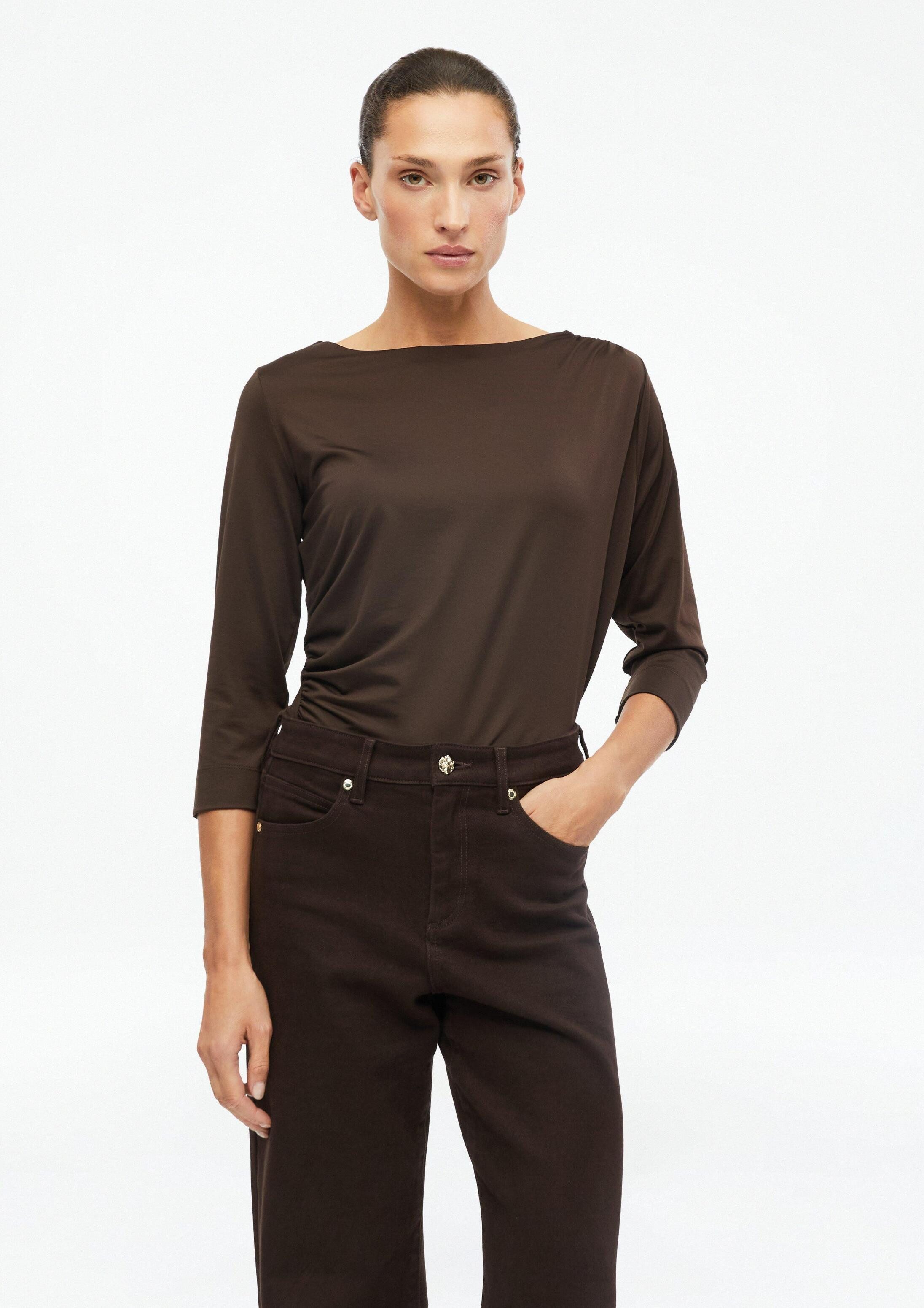 s.Oliver 3/4-Arm-Shirt T-Shirt T-Shirt mit seitlicher Raffung im Slim Fit
