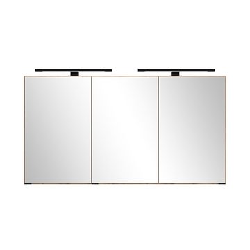 Lomadox Spiegelschrank LIVINGSTON-03 120cm breit, 3D-Funktion, LED-Beleuchtung, Eiche