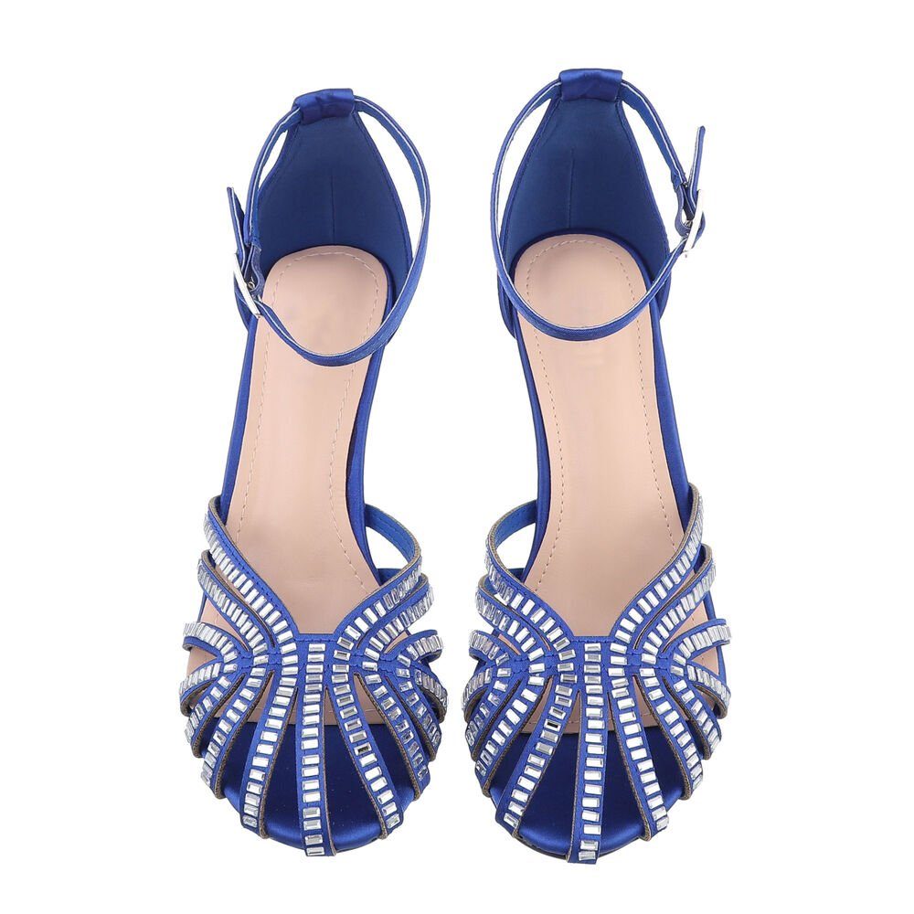 & Sandalen & Blau Ital-Design Sandaletten Party Abendschuhe in Damen Clubwear Schnürpumps Pfennig-/Stilettoabsatz