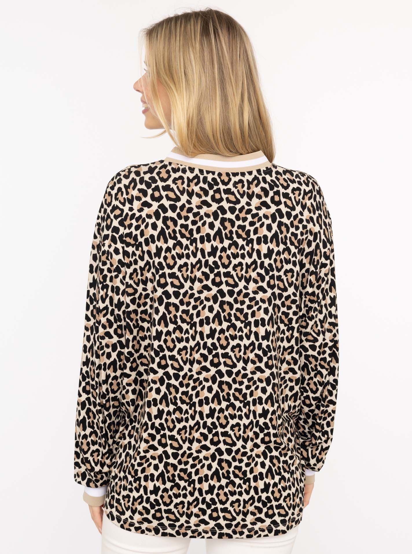 Zwillingsherz Blusenshirt "Leo" V-Neck, Animal Print, sportive Bündchen günstig online kaufen