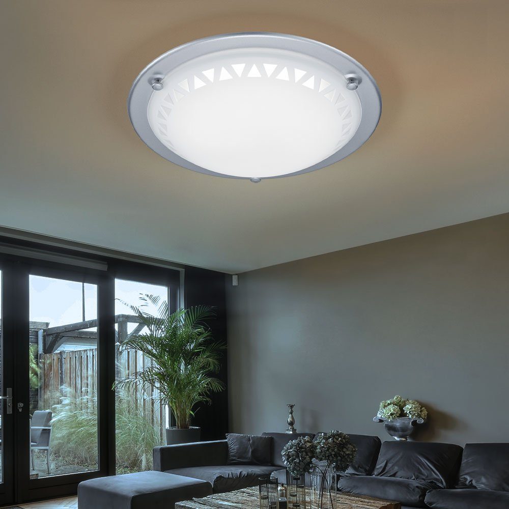 LED Deckenleuchte Warmweiß, satiniert Leuchten LED-Leuchtmittel Wohnzimmerlampe verbaut, TRIO Glaslampe LED fest Deckenlampe Deckenleuchte,