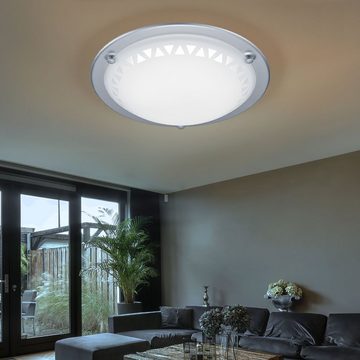 TRIO Leuchten LED Deckenleuchte, LED-Leuchtmittel fest verbaut, Warmweiß, Deckenlampe Deckenleuchte Wohnzimmerlampe Glaslampe satiniert LED