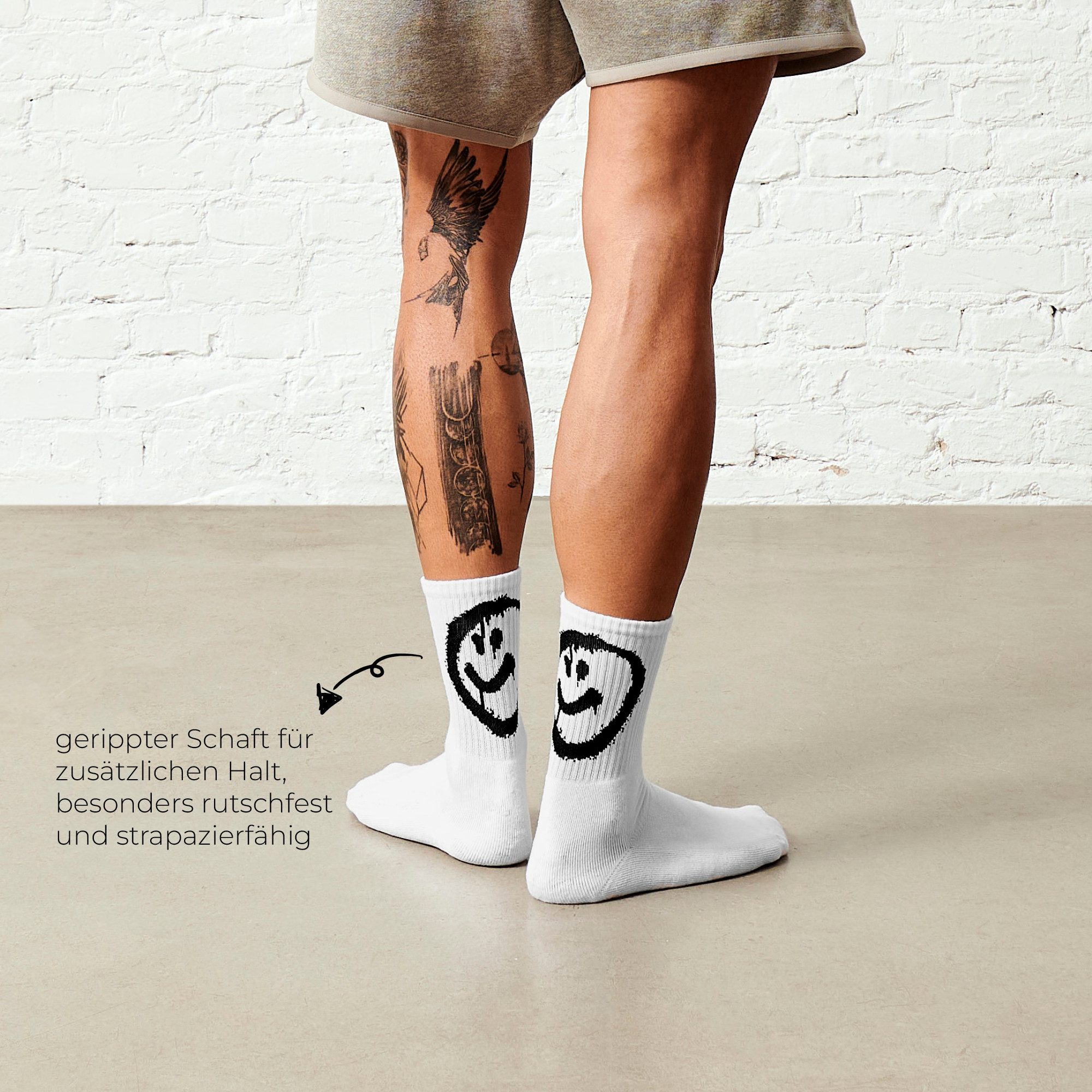 von Jungfeld Tennissocken Smiley Bio-Baumwolle 35-46 Unisex (6-Paar, 6er-Pack) Lange Sportsocken aus Bio-Baumwolle für Damen & Herren