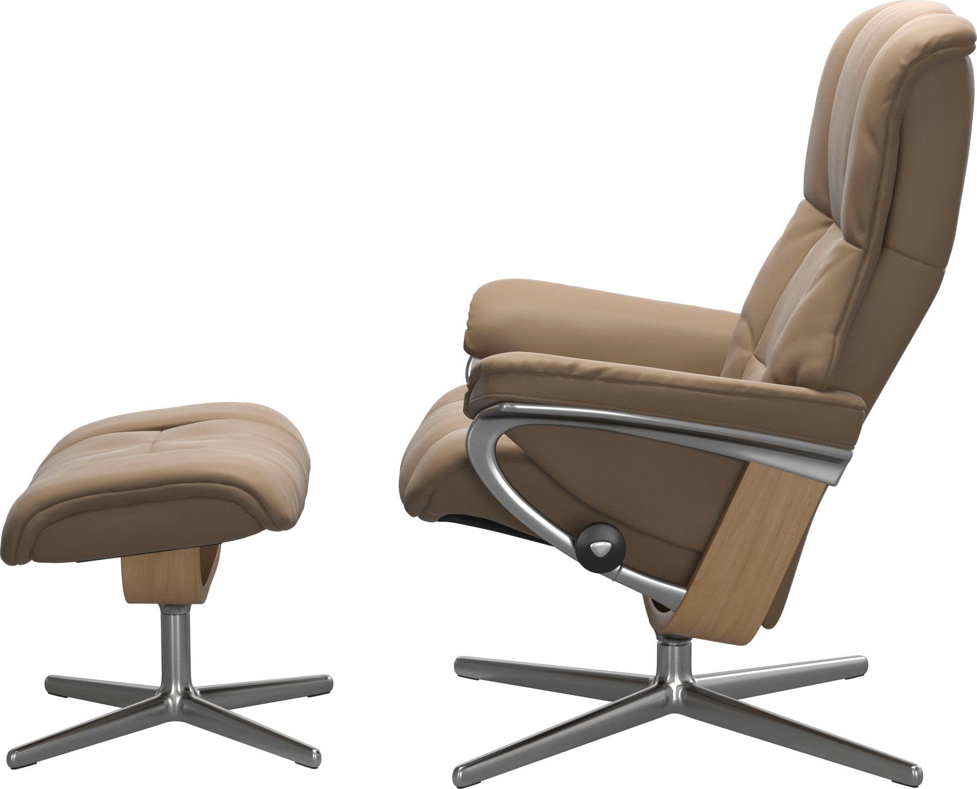 Stressless® Relaxsessel mit Eiche mit Hocker, L, & mit (Set, Cross Mayfair Größe S, Hocker), Base, Holzakzent Relaxsessel M