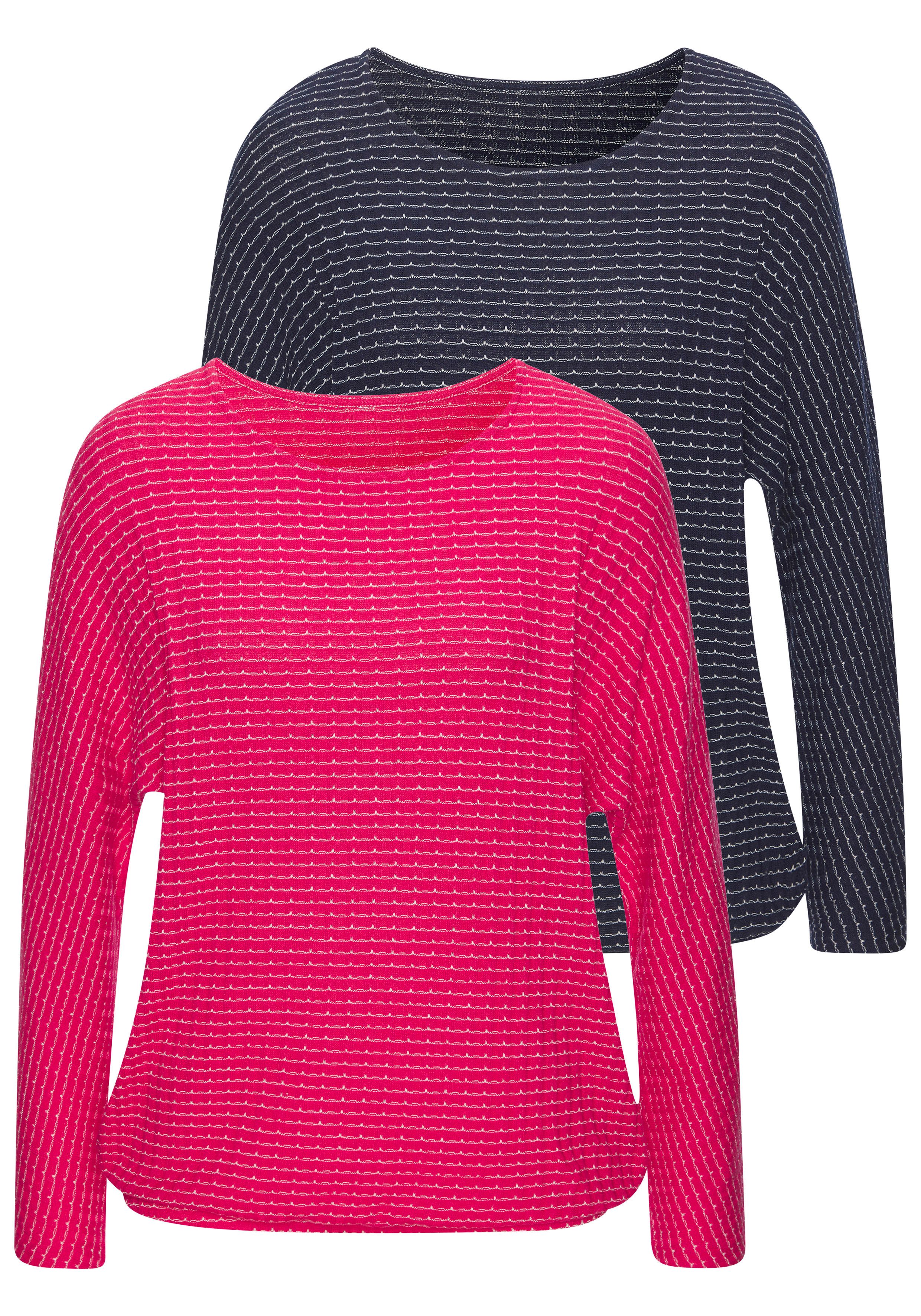 Vivance by Lascana Langarmshirt aus sommerlicher Strickqualität (Set) mit Gummizug im Bund