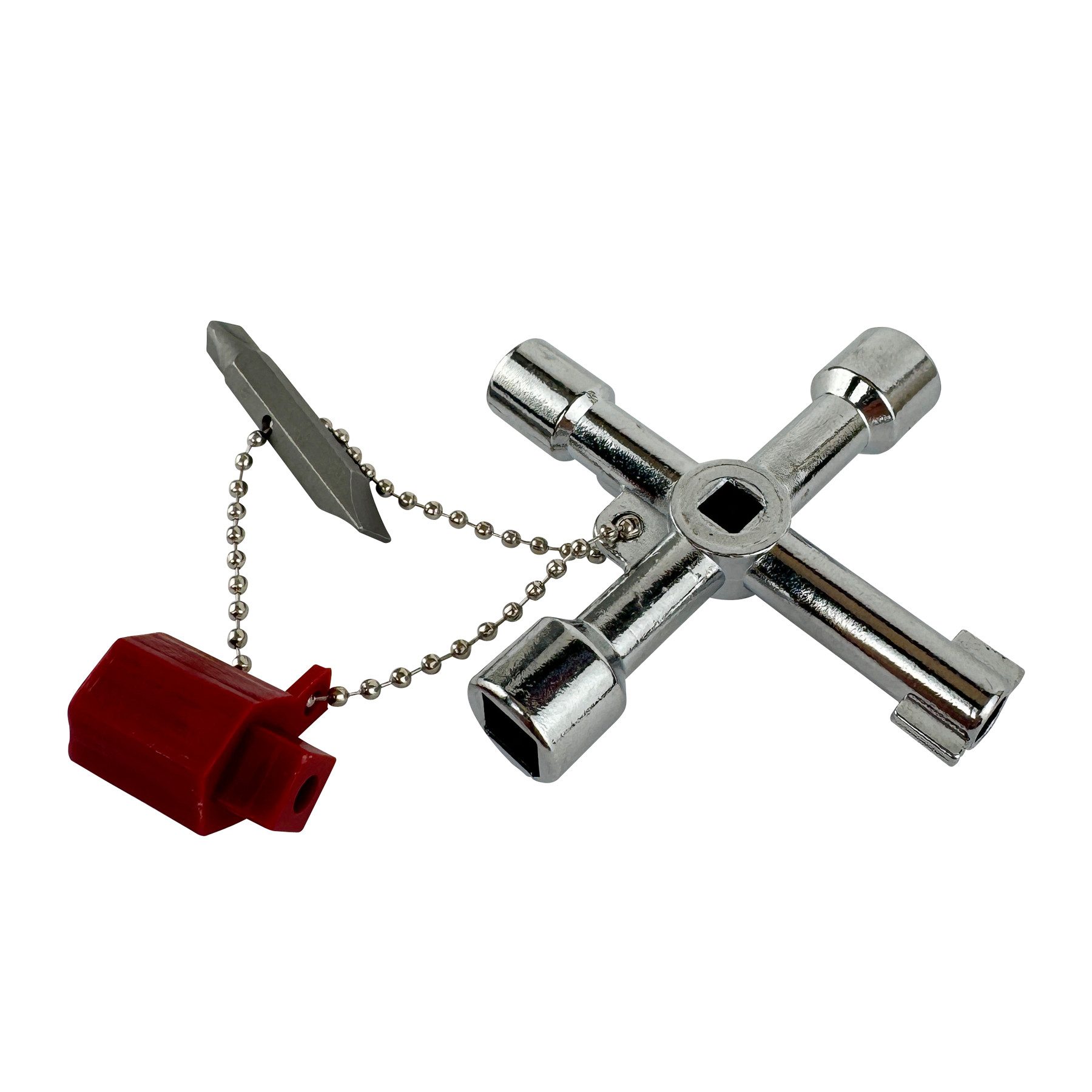 WELDINGER Schaltschrankschlüssel Schaltschrankschlüssel Mini 9 Funktionen Bitadapter Kombibit Druckguss, (1 St), Multifunktionsschlüssel für Schlüsselbund