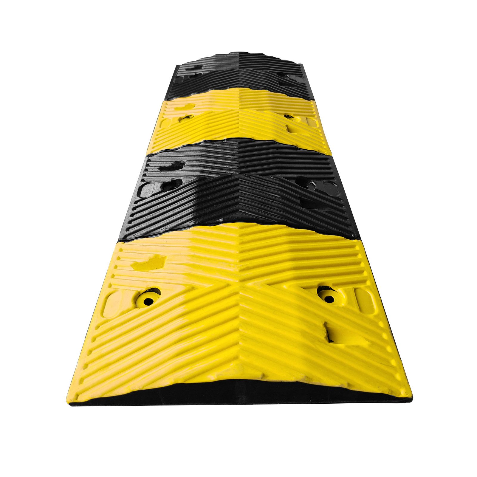 Kubus Parkschwelle Gummi-Fahrbahnschwelle Kalahari, Hochwertige Gummi-Bodenschwelle, Schwarz-Gelb für hohe Sichtbarkeit