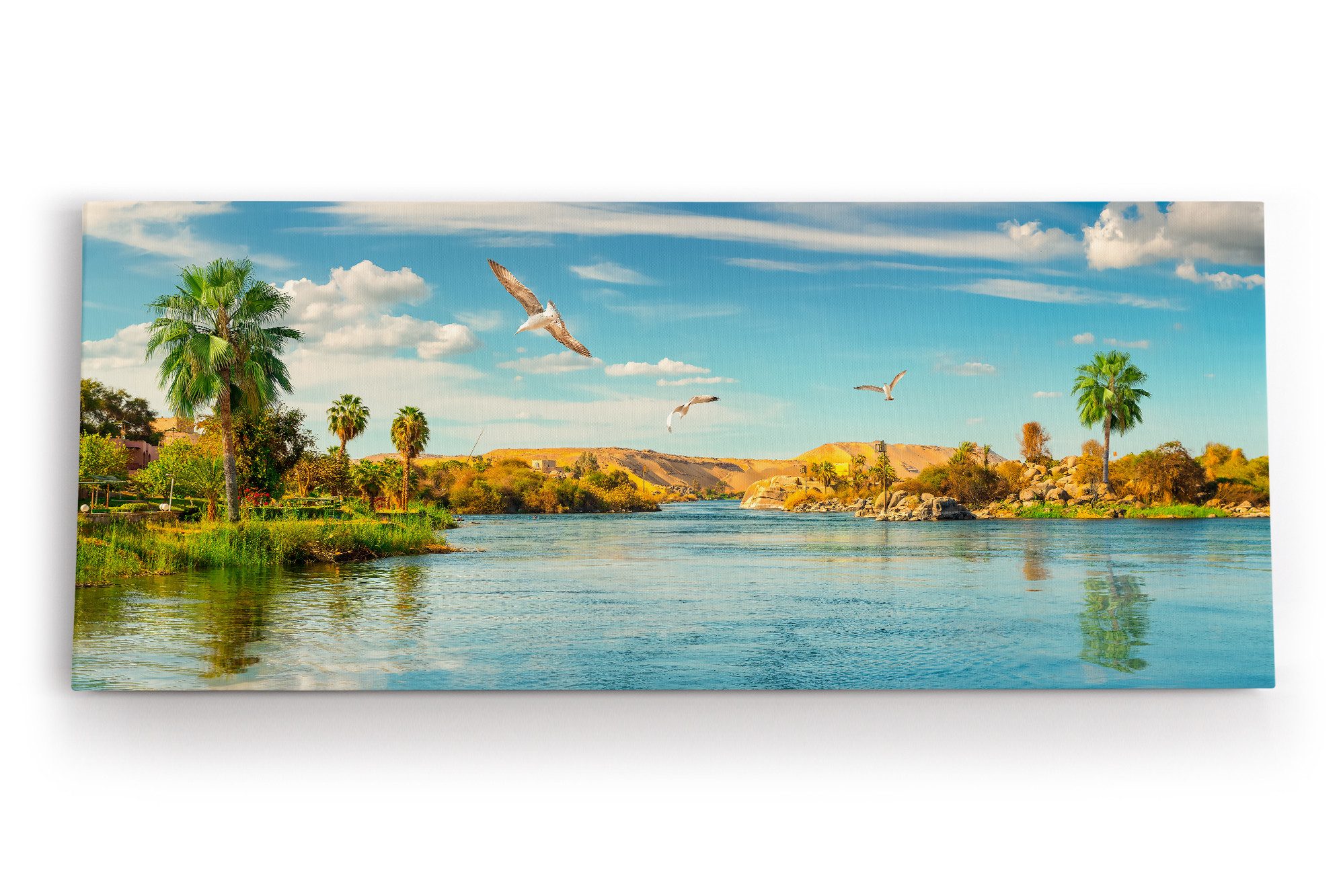 Leinwandbild Afrika Nil Ägypten Fluss Sonnenuntergang Vögel Fluss