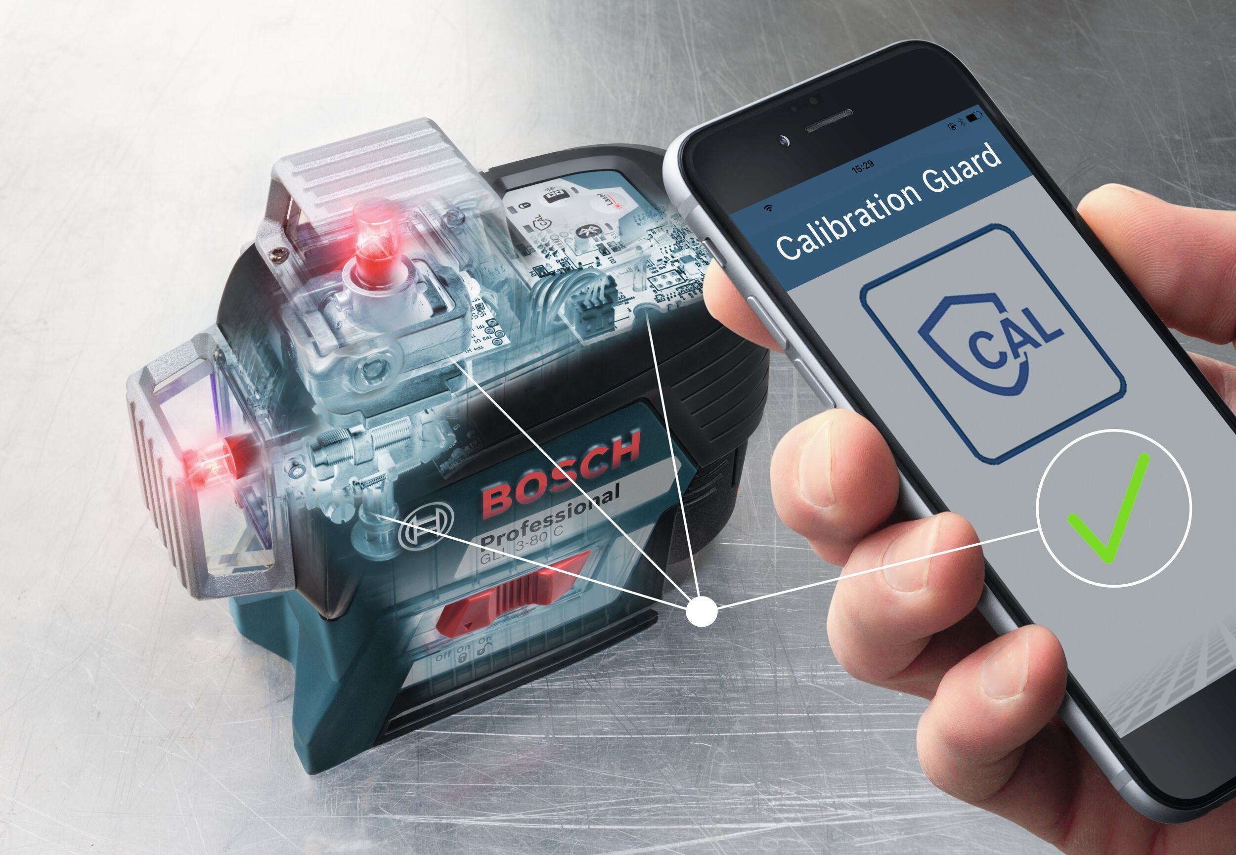 Bosch Professional Punkt- und Linienlaser GLL 3-80 C, Mit 4 x 1,5 V-LR6-Batterie, Baustativ BT 150 & Schutztasche