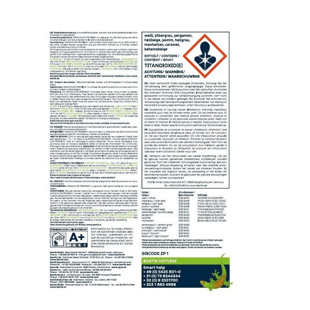 BOSTIK Fugenmörtel Bostik Ardacolor Premium Fuge plus 5Kg pergamon Fliesen Fugenmörtel, 5 kg, brillante Farbgebung