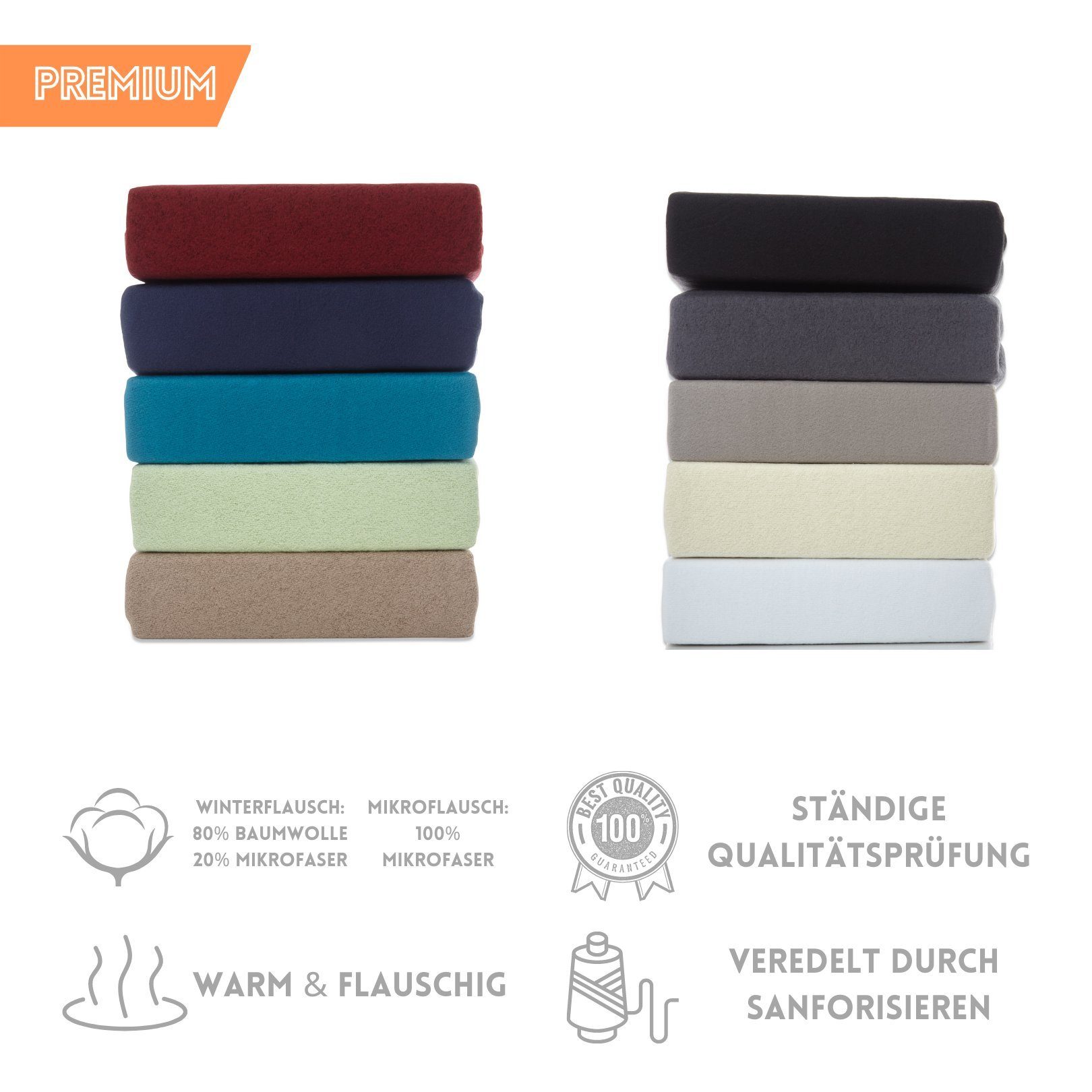 Hometex Premium Textiles Spannbettlaken aus Mikroflausch oder Teddyflausch - Bettlaken extra warm & kuschelig, Gummizug: Rundum, viele Größen und Farben in Prem – Bild 3 von 5