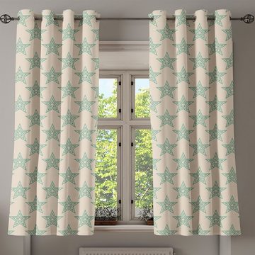 Gardine Dekorative 2-Panel-Fenstervorhänge für Schlafzimmer Wohnzimmer, Abakuhaus, Sterne Bullseye Form-Muster