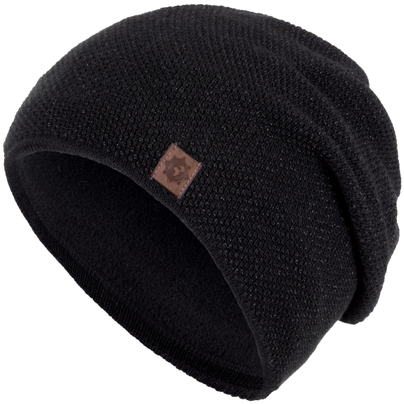 compagno Strickmütze (1-St) Damen Beanie Wintermütze Metallic-Garn gefüttert Fleecefutter