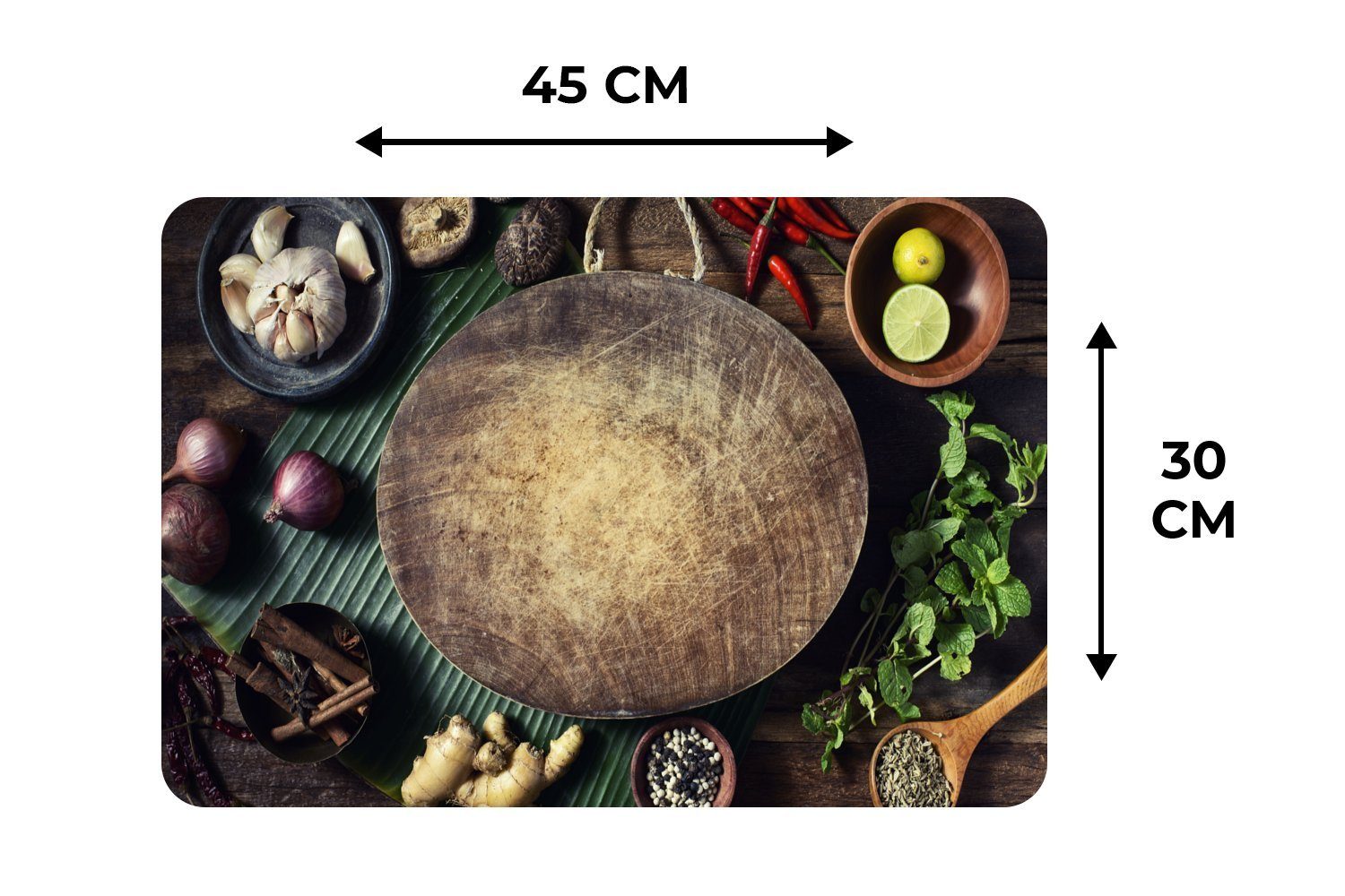 herum, Tischmatten, rohem Platzset, (6-St), Schmutzabweisend Bild eines MuchoWow, Gemüse drum Platzset, Platzmatte, Ein mit Platzdecken, Schneidebretts