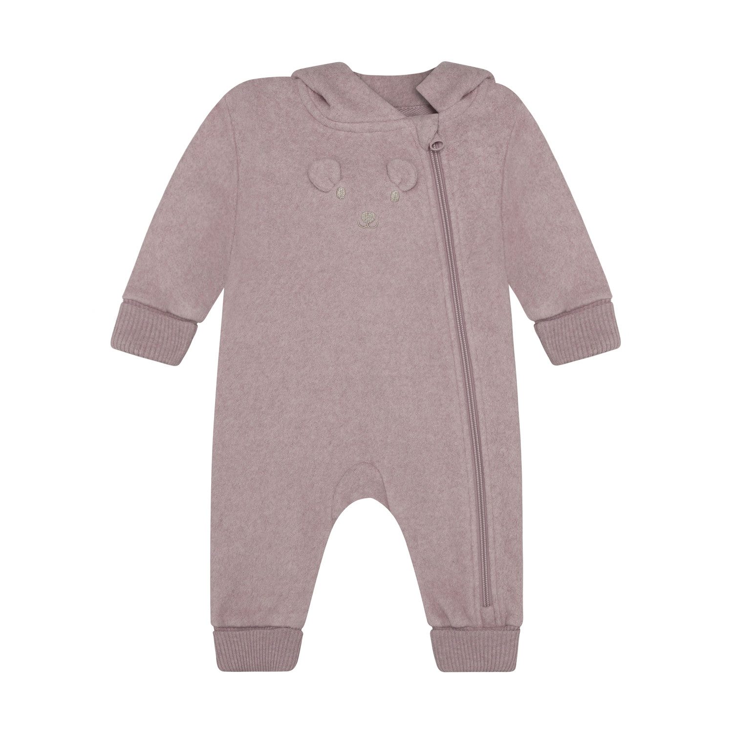 Minymo Fleeceoverall Baby Fleeceoverall mit Kapuze und Reißverschluss aus Baumwolle