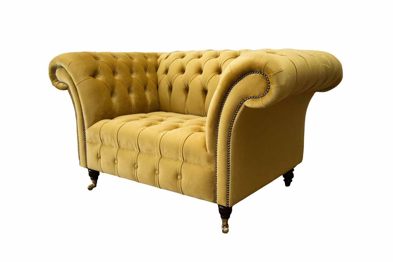 JVmoebel Chesterfield-Sessel, Sessel Chesterfield Gelb Klassisch Design Wohnzimmer Neu