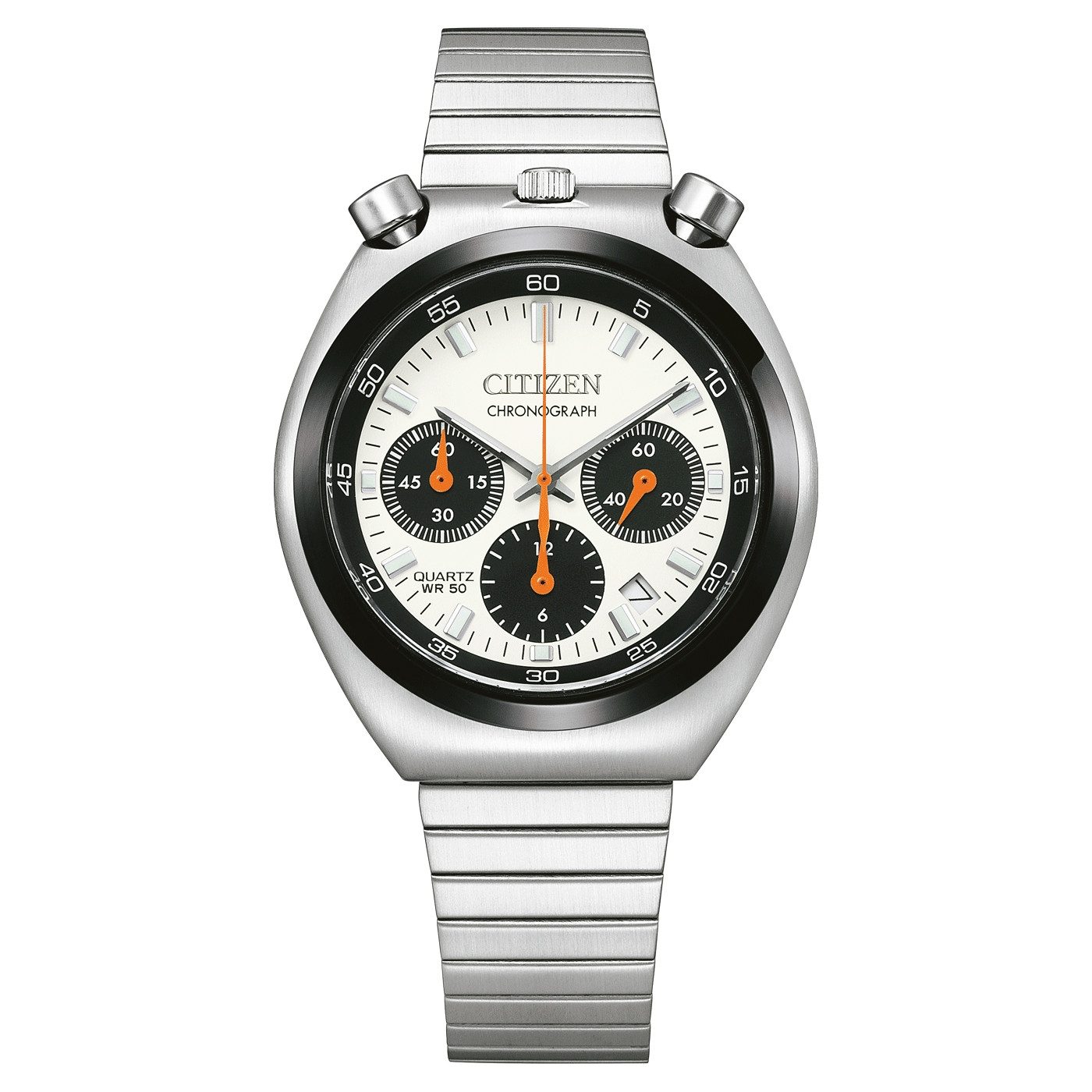 Citizen Chronograph Bullhead Retro AN3660-81A, Quarzuhr, Armbanduhr, Damenuhr, Herrenuhr, Edelstahlarmband, analog