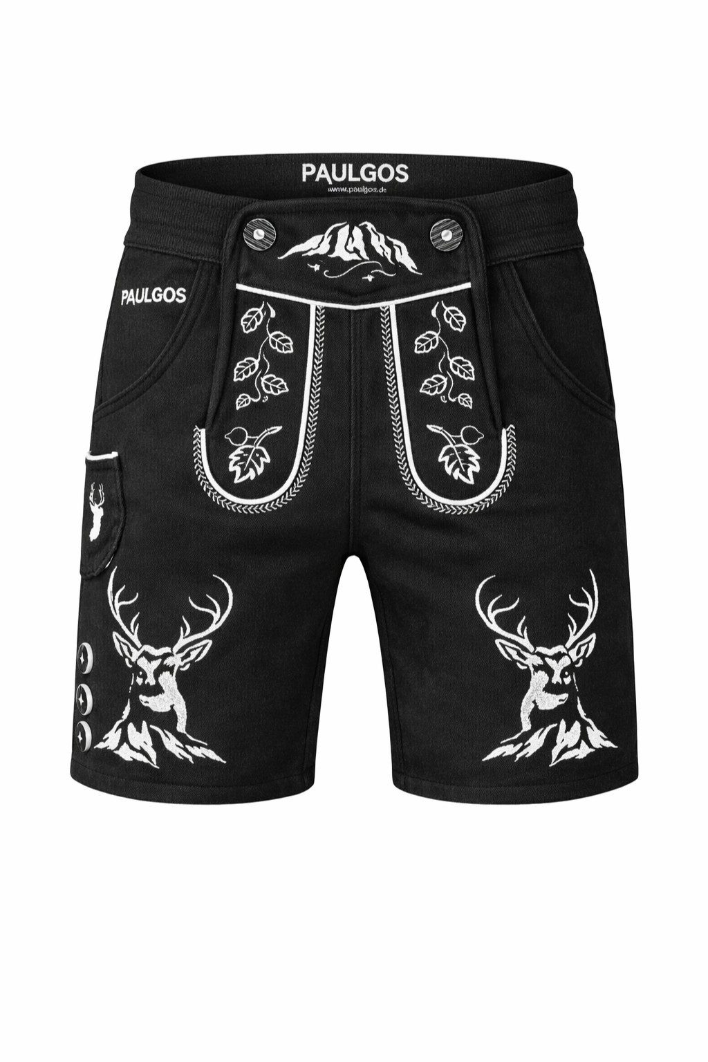 PAULGOS Trachtenhose Herren Jogginghose Design Lederhose Kurz Sweathose Bermuda Shorts JOK4