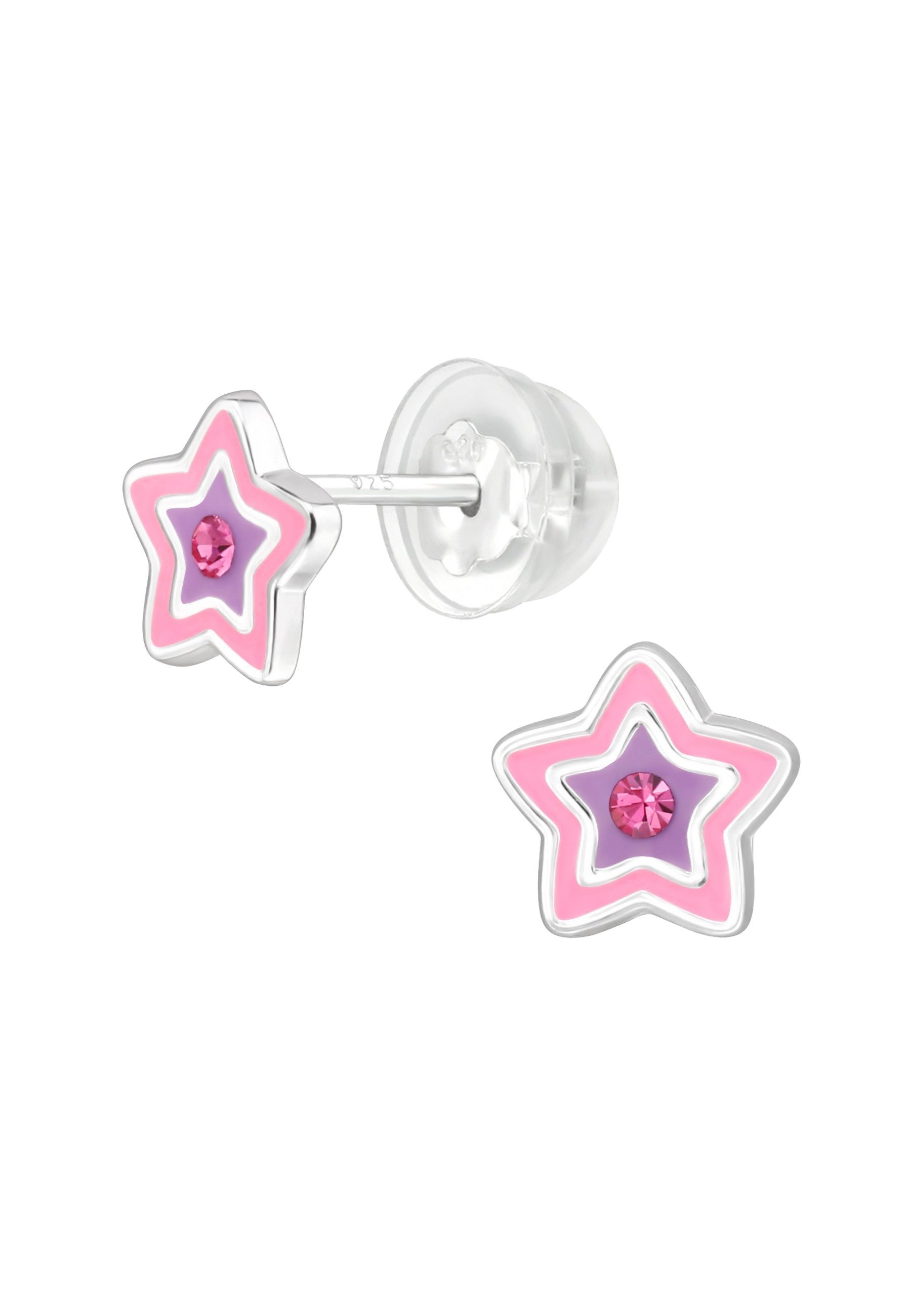 Diademita Paar Ohrstecker Premium Kinder-Ohrstecker Stern aus Sterling Silber mit Kristall und (Set)