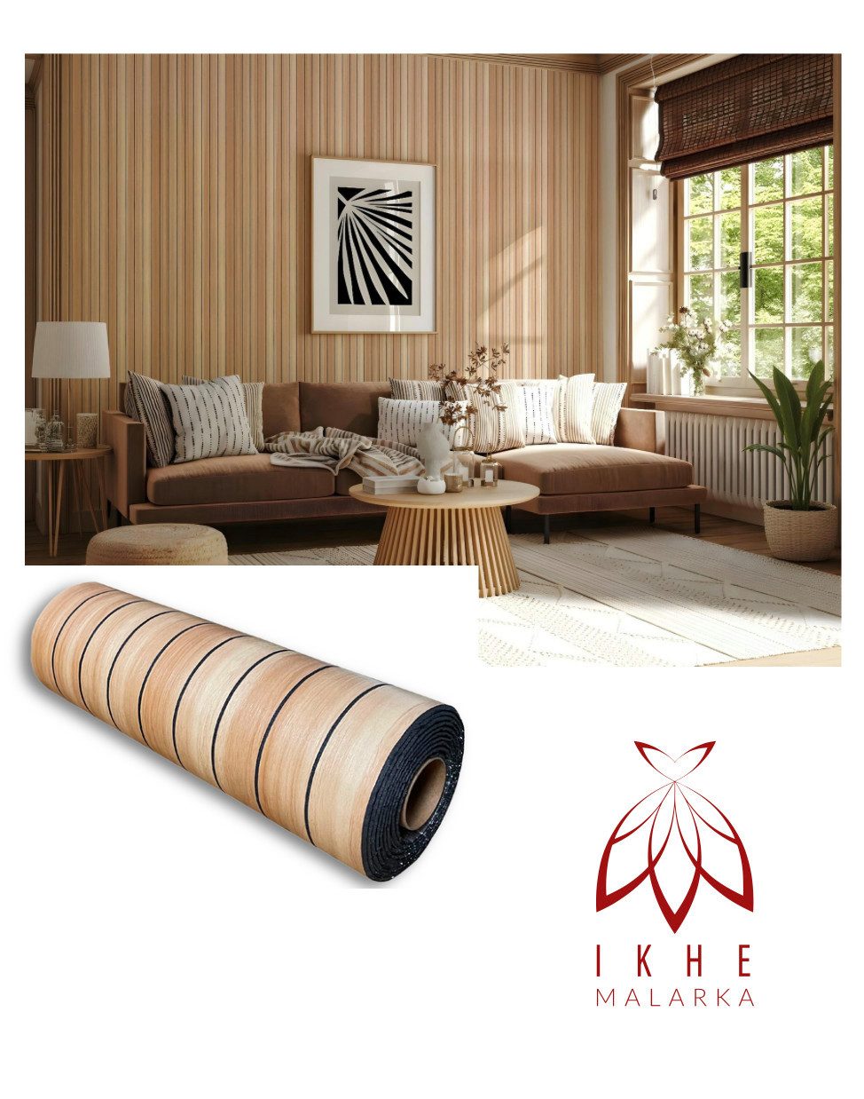 IKHEMalarka 3D Wandpaneel Selbstklebende Dekor Lamellen in Rolle – Holzopti günstig online kaufen