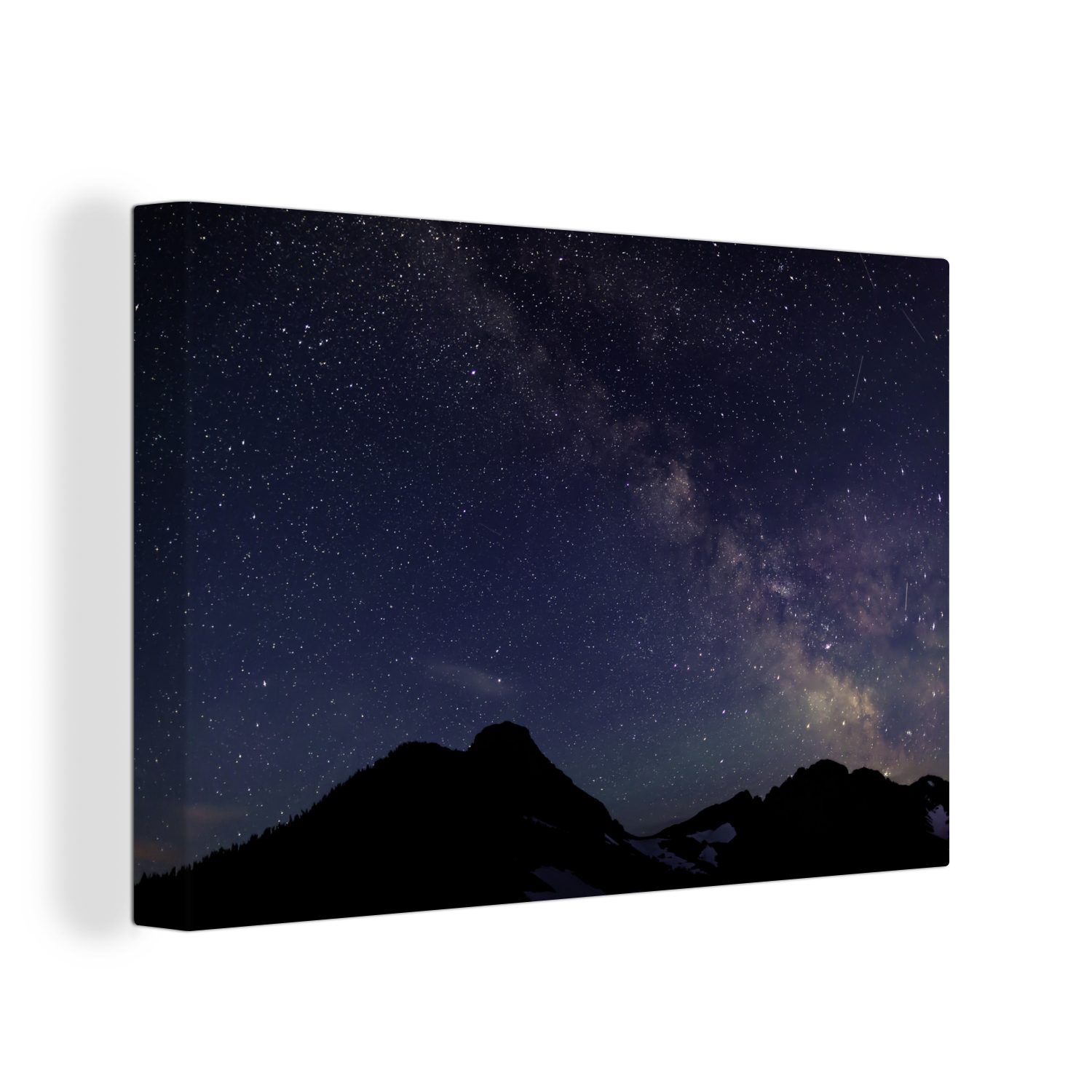 OneMillionCanvasses® Leinwandbild Der Sternenhimmel über dem Glacier National Park, Vereinigte Staaten, (1 St), Wandbild Leinwandbilder, Aufhängefertig, Wanddeko, 30x20 cm
