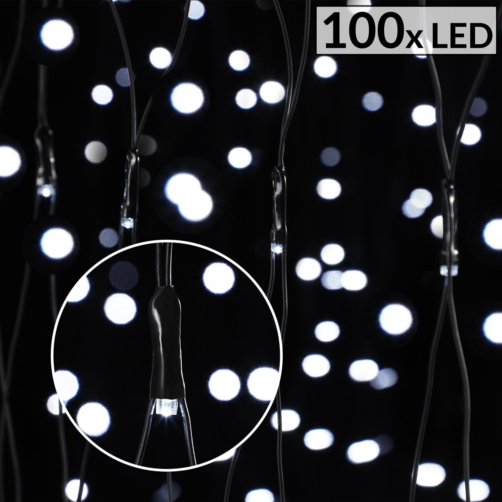 Batterie LEDs monzana Lichterkette, Fernbedienung Leuchtmodi 100 Lichternetz Timer IP44 8