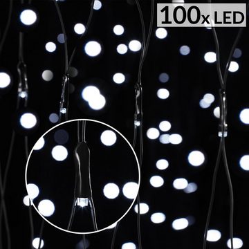 monzana Lichterkette, 100 LEDs Lichternetz Batterie Fernbedienung 8 Leuchtmodi Timer IP44
