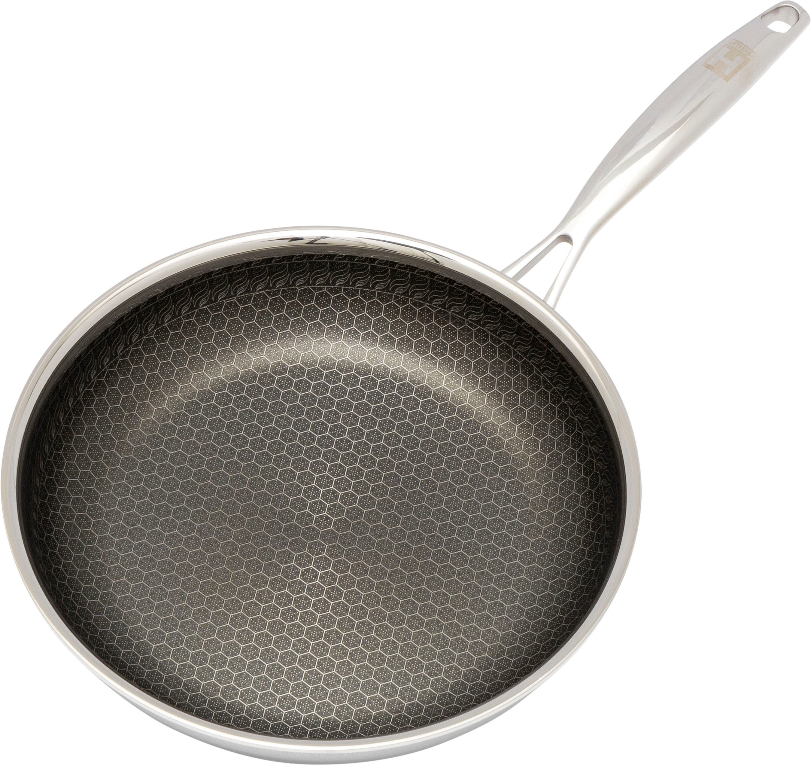 HENSSLERS Pfannen-Set, Edelstahl (Set, 2-tlg., 1x Bratpfanne Ø 24 cm, 1x Bratpfanne Ø 28 cm), 3-Schicht Material, Wabenstruktur und Antihaftbeschichtung, Induktion