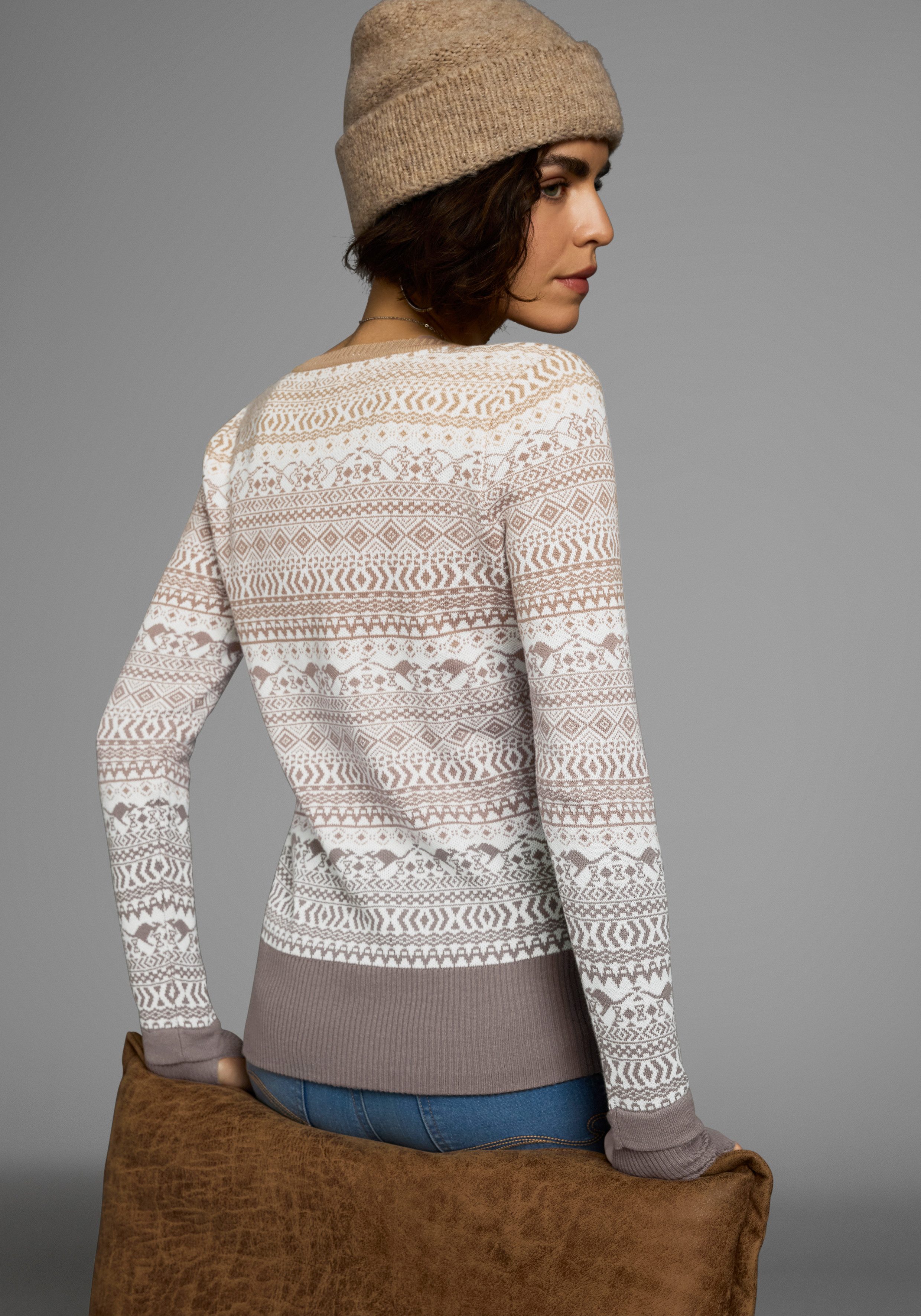 KangaROOS Jacquardpullover im Norweger-Muster mit kleinen Kängurus günstig online kaufen