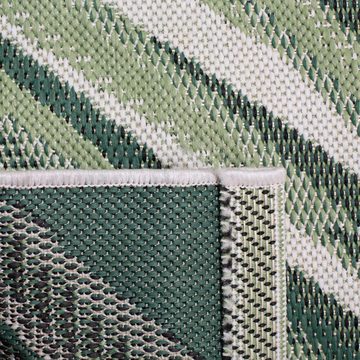 Teppich In- & Outdoor Teppich Dave, aus wetterfester, robuster Kunstfaser in klassischen & modernen Styles, für Terrasse/Balkon oder auch für Innen, Weiß-Grün, DomDeco