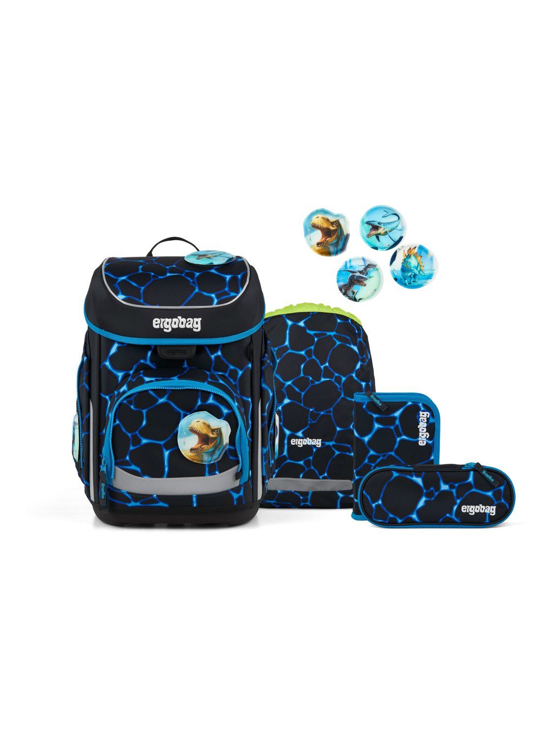 ergobag Schulranzen cubo Set (5-tlg., 5-teiliges Set), größenverstellbares Rückensystem