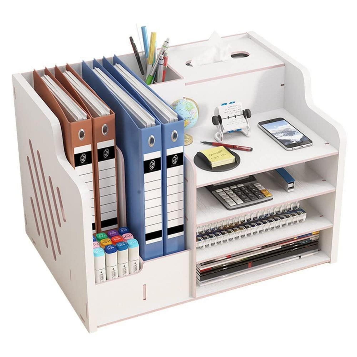LuxusKollektion Organizer Schreibtisch-Organizer Holz groß A4 Weiß