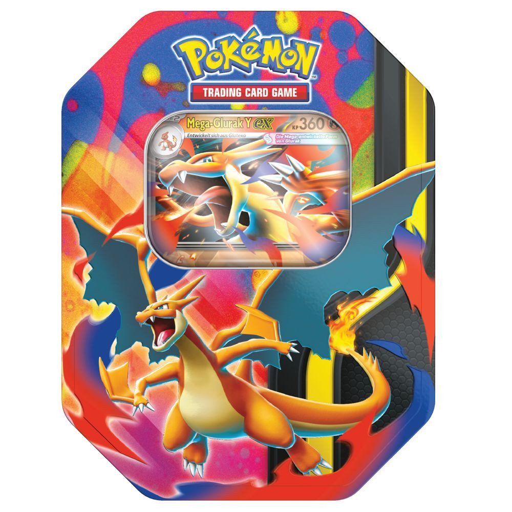 POKÉMON Sammelkarte Tin Box Mega-Glurak Y Pokemon Sammel-Karten Kollektion deutsch