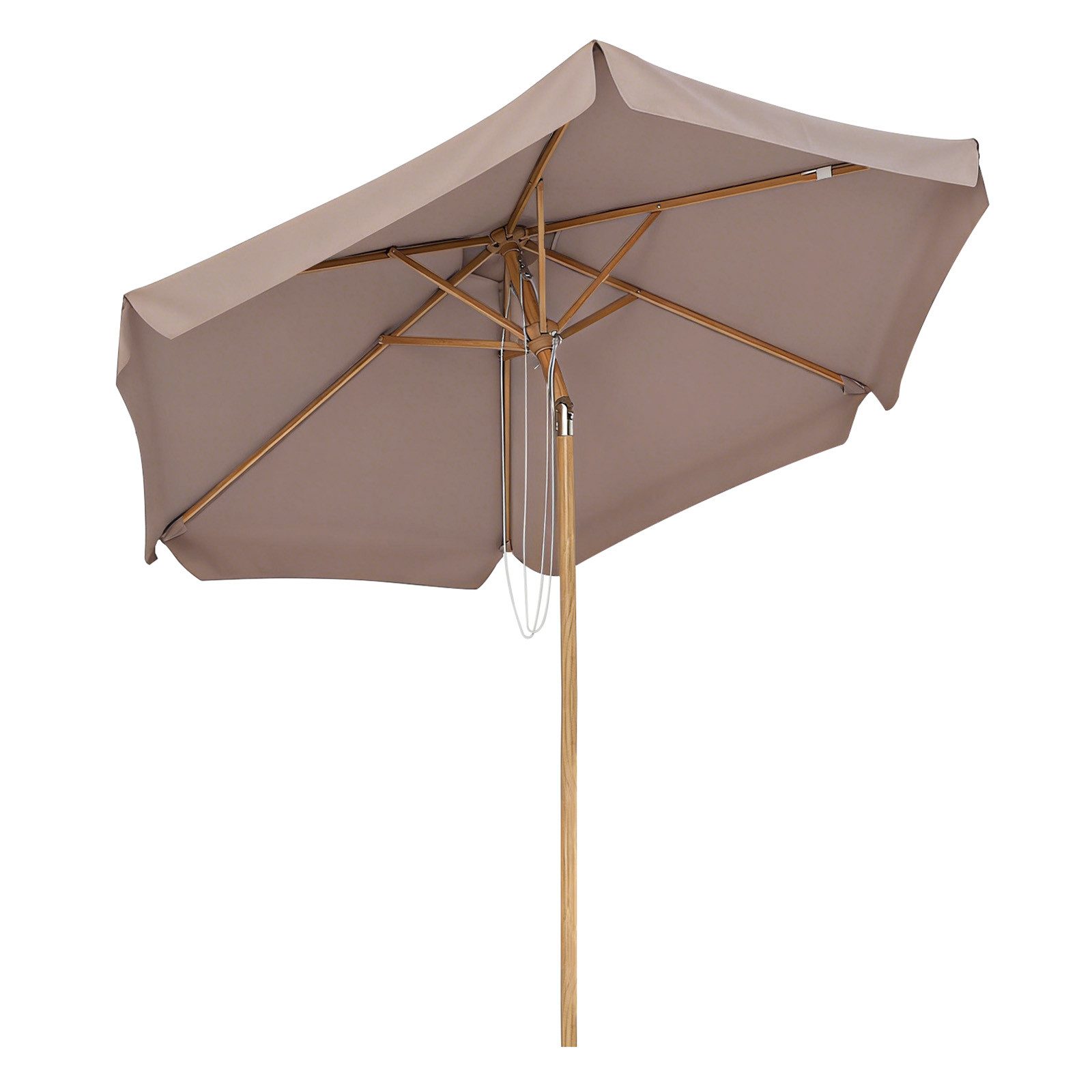 Sekey Balkonschirm Ø 200 cm Sonnenschirm Holzoptik Gartenschirm für Terrasse und Hof, LxB: 200,00x220,00 cm, Stabiler Sonnenschirm knickbar, UV Schutz 50+