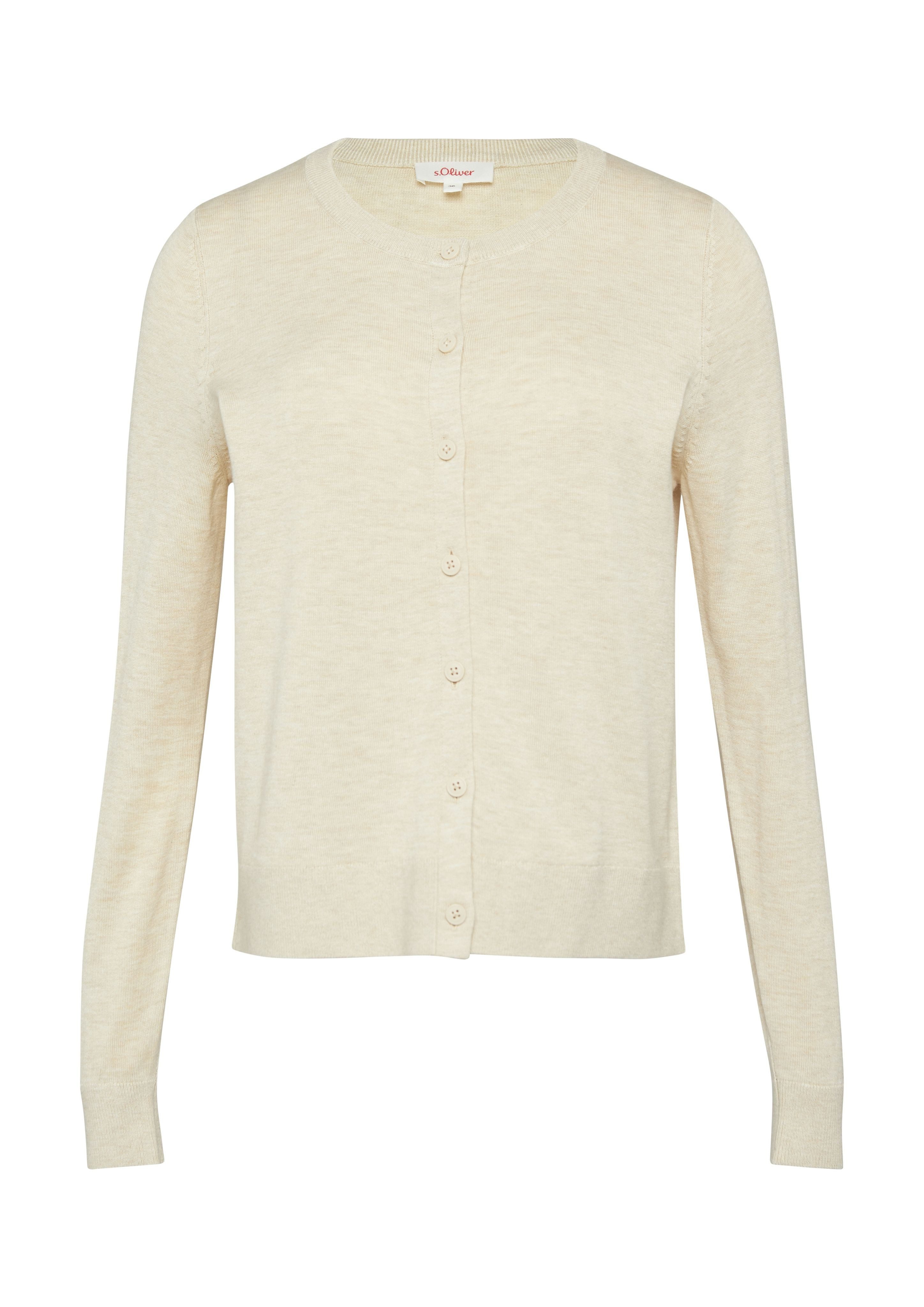 s.Oliver Strickjacke Rundhals-Strickjacke mit Knopfleiste Rippbündchen günstig online kaufen