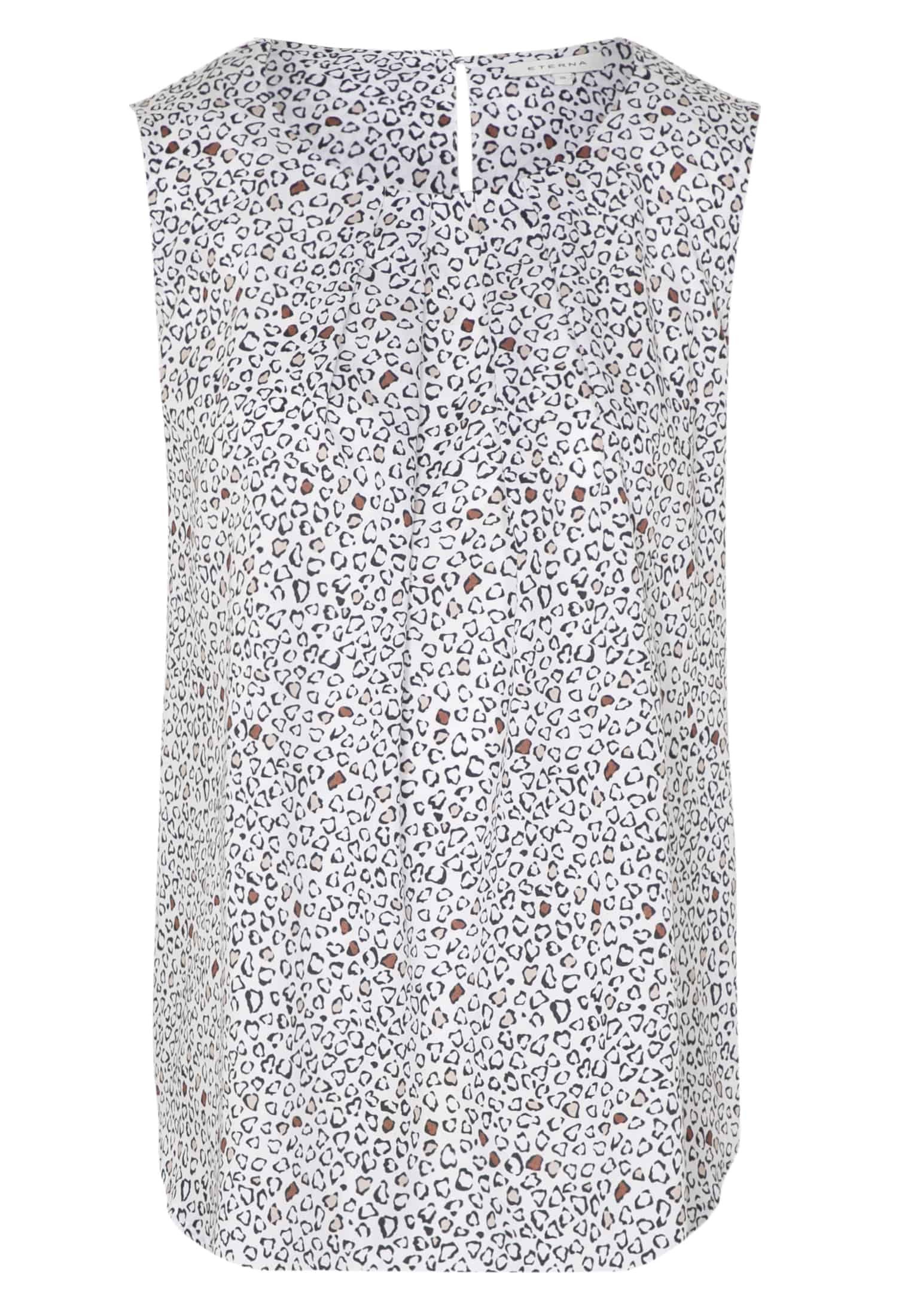 Eterna Blusentop ETERNA CLASSIC FIT Ohne Arm Bluse weiss gepunktet satin 7472-01-A673