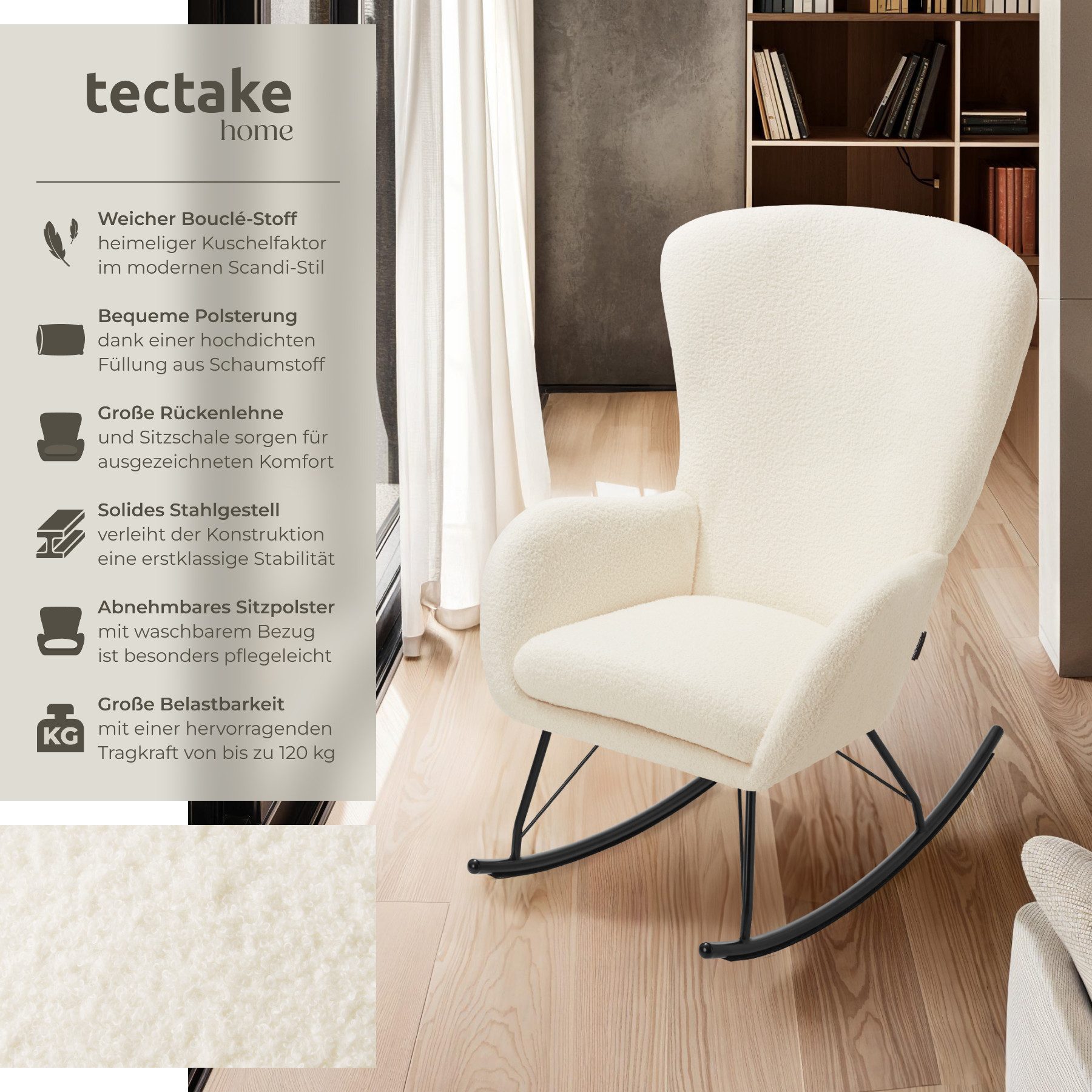 tectake Schaukelstuhl Relaxsessel Swing mit Stahlkufen günstig online kaufen
